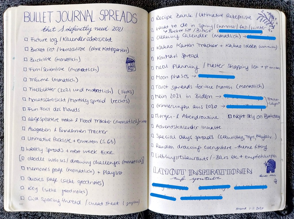 Some brain dump page on a double-side of a journal